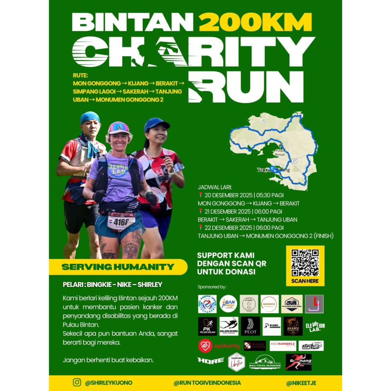 BINTAN 200KM CHARITY RUN: Berlari untuk Pasien Kanker & Disabilitas