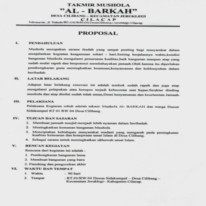 Amal Jariyah Pembangunan Mushola