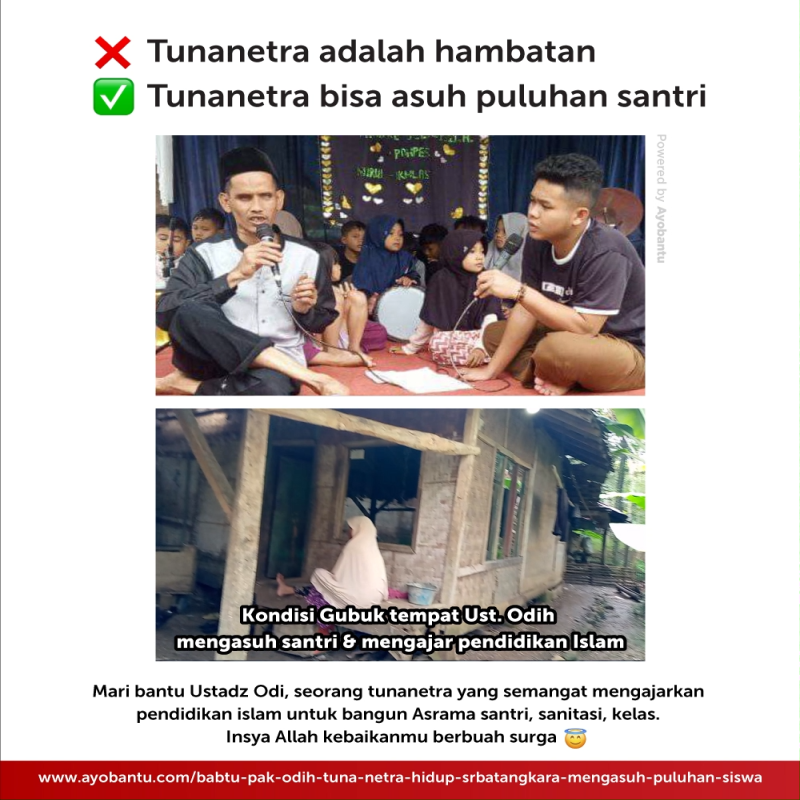 Bantu Pak Odih, Tuna Netra, Hidup Sebatangkara, Mengasuh puluhan siswa