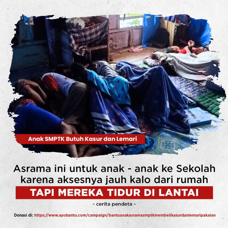 Anak-anak asrama SMPTK butuh kasur dan lemari pakaian