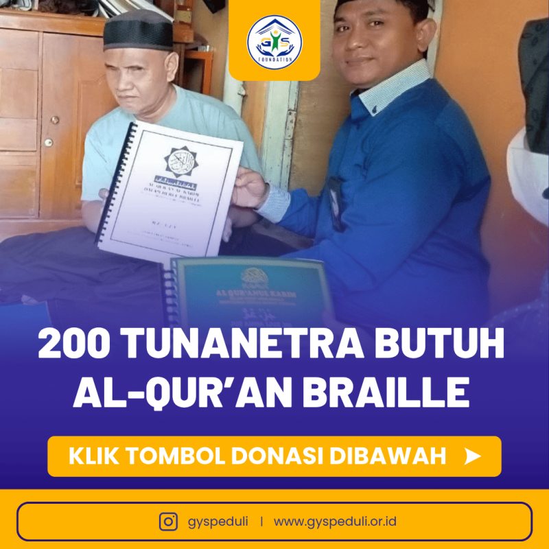 200 Tunanetra Butuh Al-Qur’an Braille, Bantu Sekarang