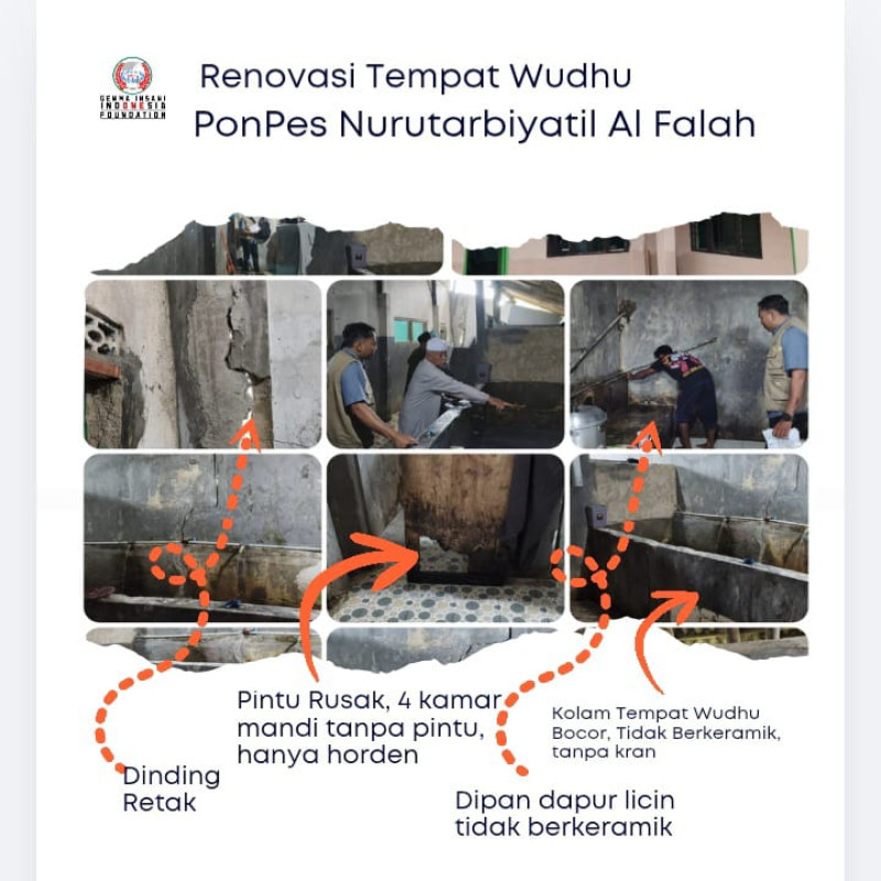 Ayo Bantu Renovasi Tempat Wudhu Asrama Putri Pondok Pesantren Nurutarbiyatil Falah